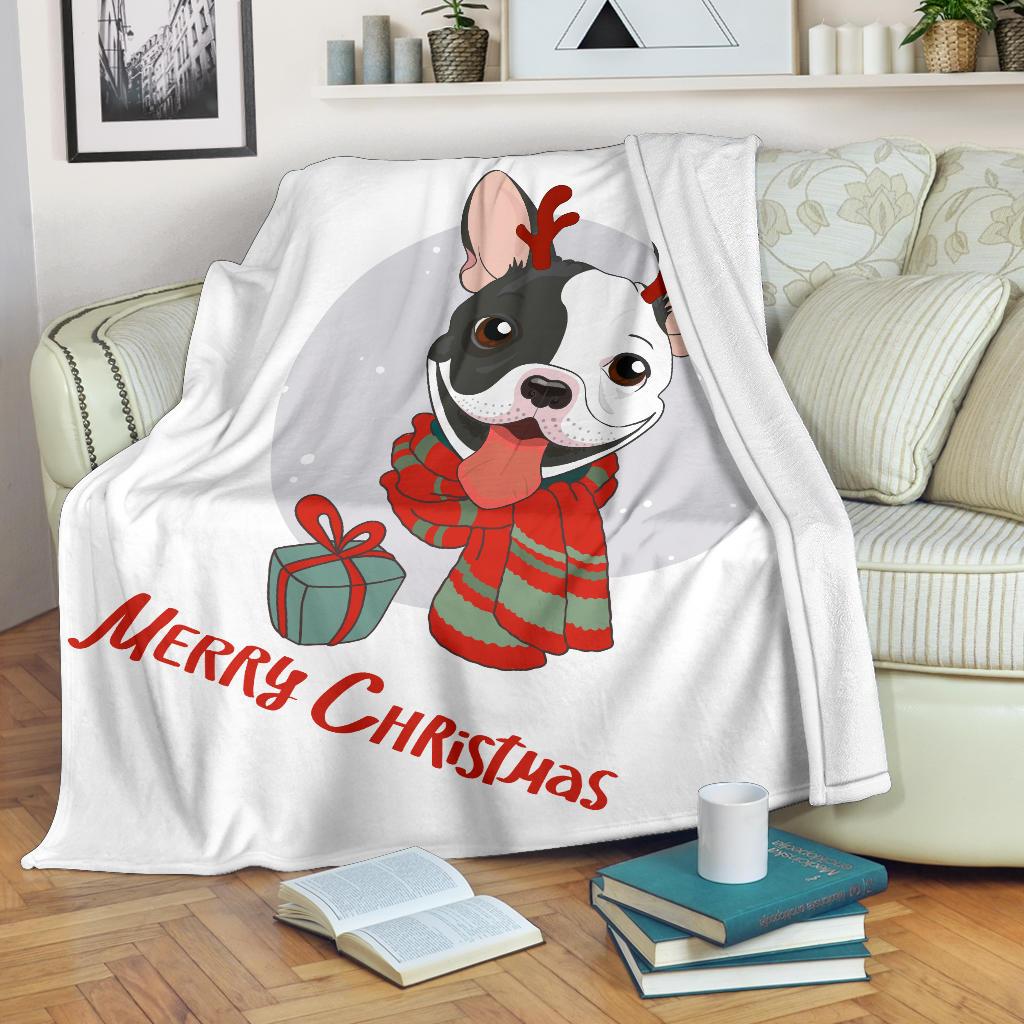 Large Bulldog Sheepskin Christmas Blanket - MakenShop