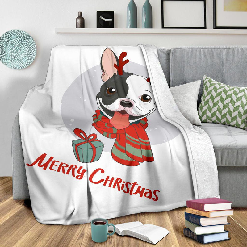 Large Bulldog Sheepskin Christmas Blanket - MakenShop