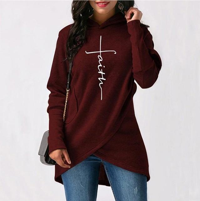 Faith Cross Hooded Long Sleeve Pullovers - MakenShop