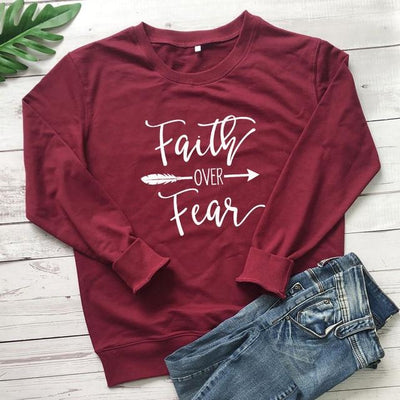 Faith Over Fear Sweatshirt Pullovers - MakenShop