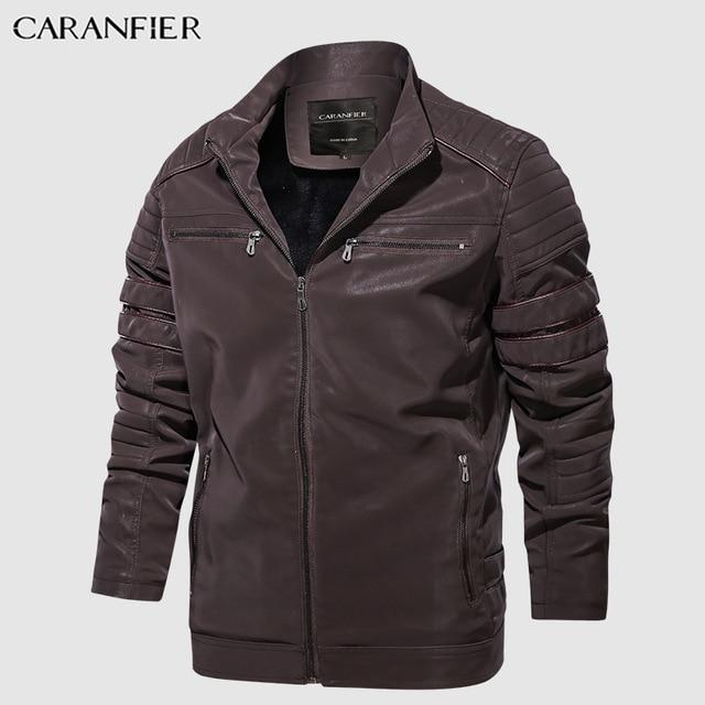 CARANFIER Fashion Winter Leather Jacket - MakenShop